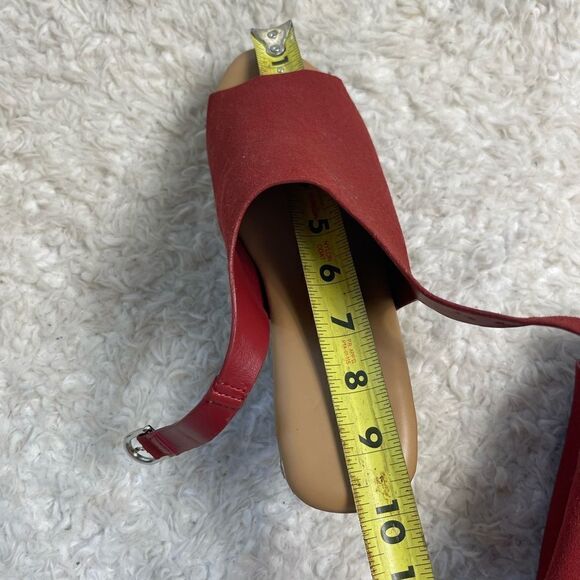 Torrid Faux suede Rust platform wedge wood sandals studs accent SZ8.run big 9.5 - Picture 15 of 16